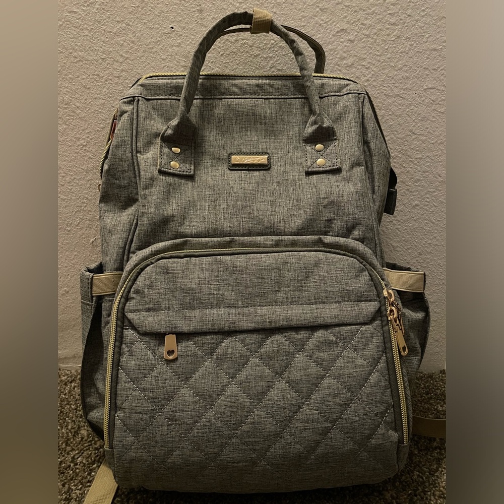 Gray Quilted Backpack